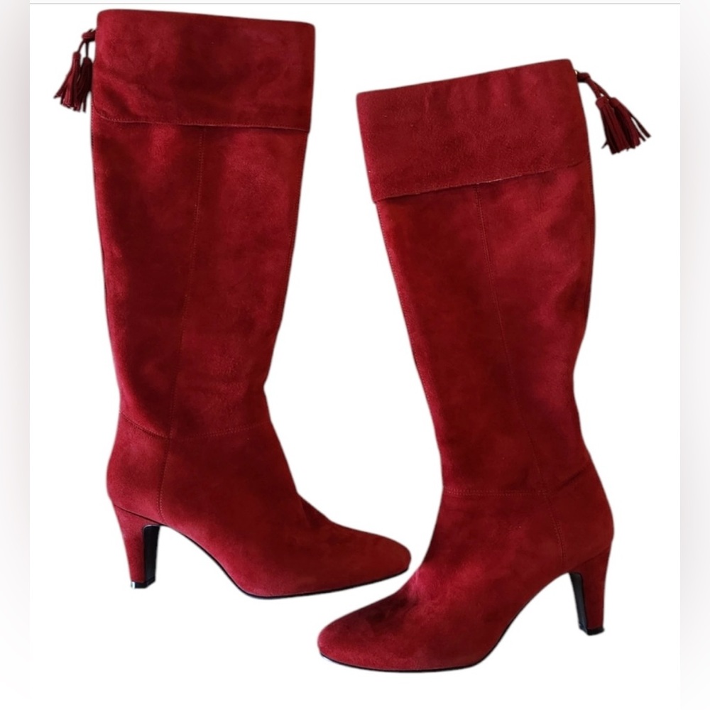 Bandolino Red Suede Westside Knee High Boots